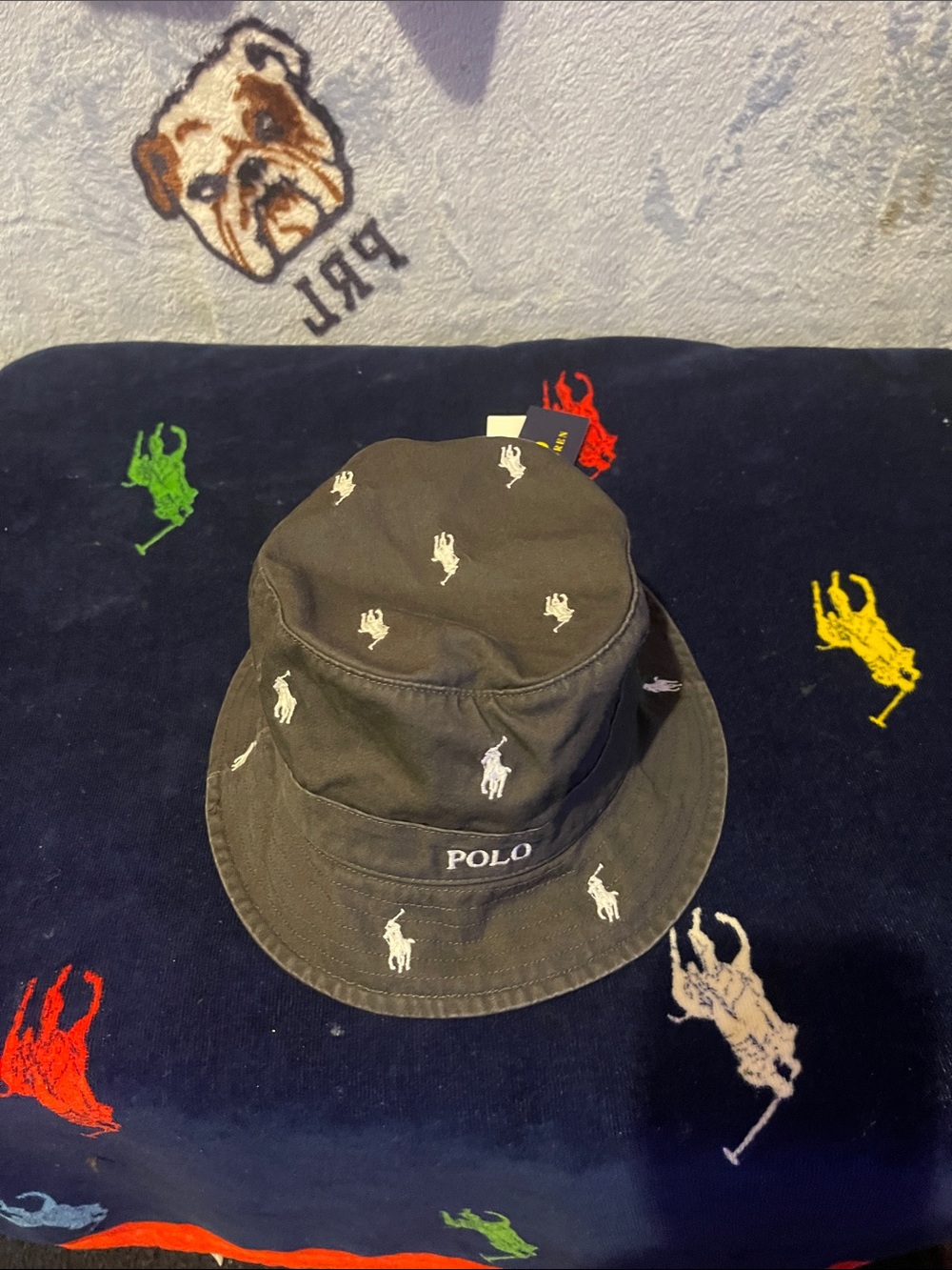 Polo by Ralph Lauren Kids Olive Green Bucket Hat with White Pony Embroidery